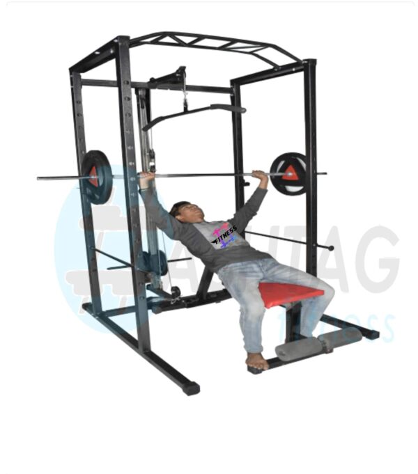 Power Rack with LAT Pulldown, Multi-Function Adjustable Power Cage, Home Gym Strength Training Machine - Image 3