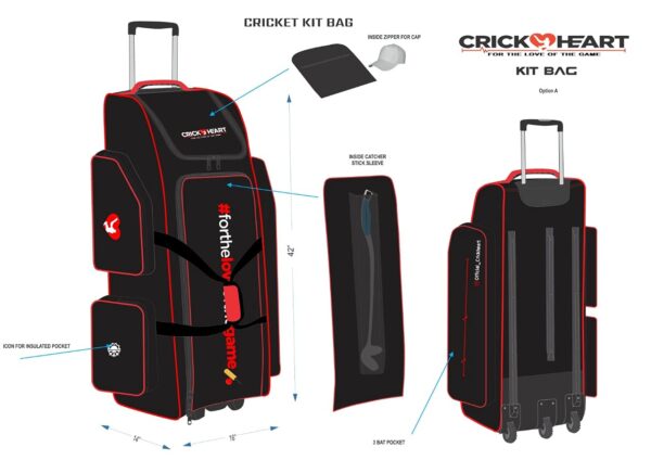 Cricket Kit Bag with Travel Bag || Backpack || Cricket Kit,Red and Black - Image 4