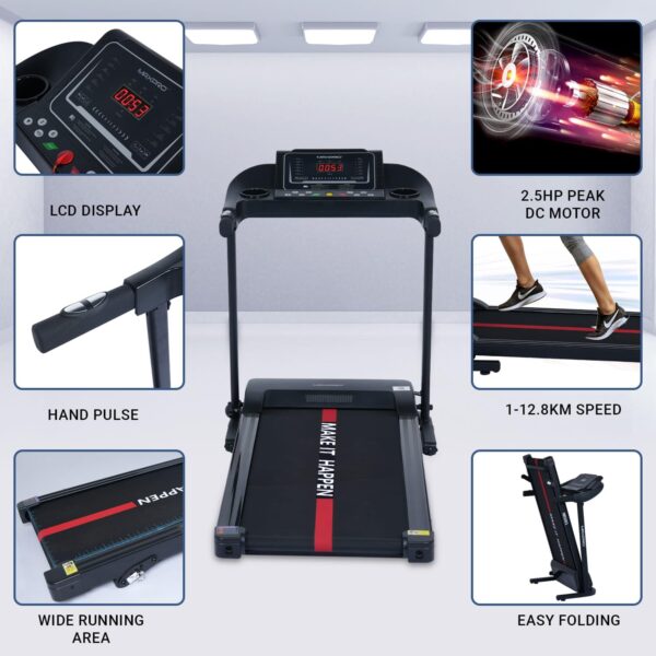 Motorized Folding Treadmill with Free Diet Plan, Max. Speed 12km/hr, LED Display, 12 preset Workouts, 4 Level Manual Incline Treadmill - Image 5