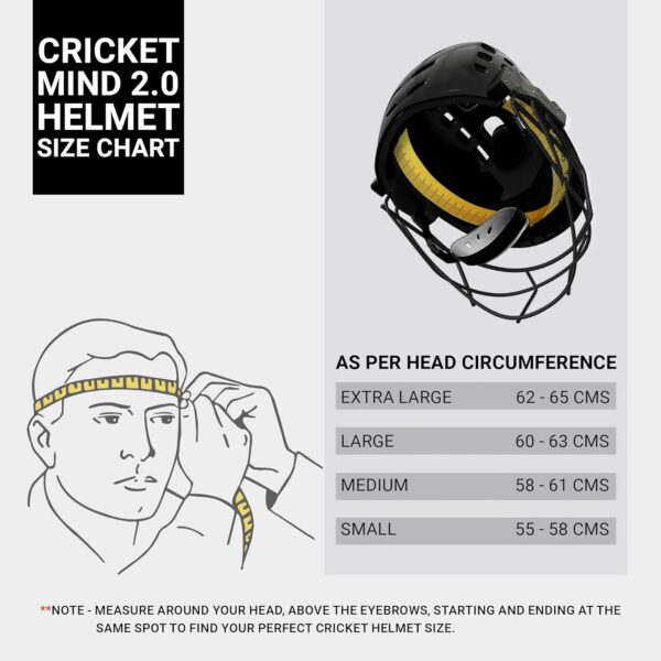 Cricket Helmet Head Guard for (62-65)CM Head Size Protective Gear Kids Helmet with 30 air vents & Endure Impacts up to 160 kmph Batting Helmet & Helmet for Cricket - Image 5