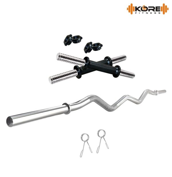 16 Kg Home Gym Set With One 3 Ft Curl And One Pair Dumbbell Rods With Gym Accessories - Image 4