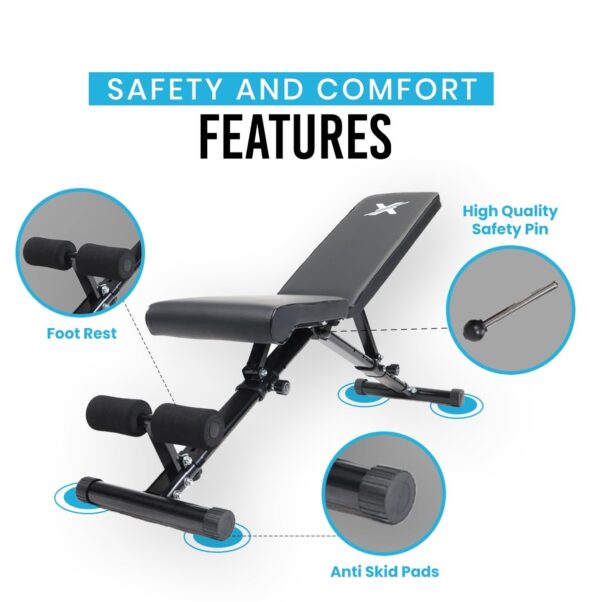 Foldable Gym Bench Press | Adjustable Incline, Decline and Flat Bench | 200kg Load Capacity | Gym Equipment Set for Home Workout